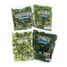 Andijvie zak à 250 gram,
spitskool, spinazie, sperziebonen,
snijbonen of prei fijn zak à 200 gram